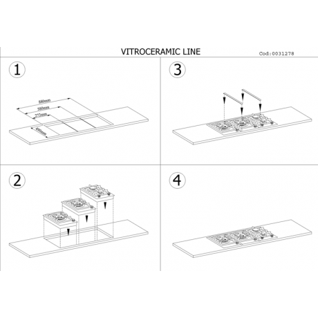 MONDIN VDJ902BNEV + VD301VEEL + VM29CHH Μικτή Εστία 2 Εστίες Αερίου + 2 Κεραμικές